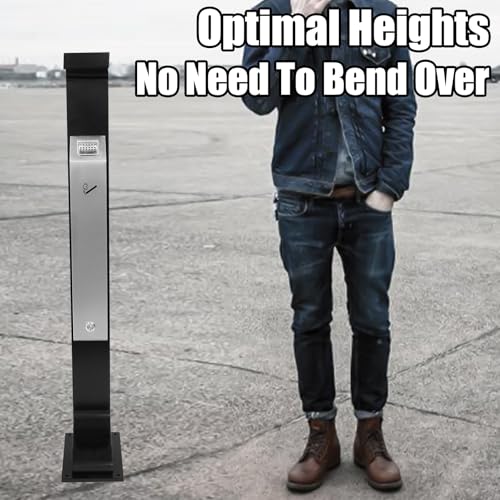 Image of Wadoy Stainless Steel Trash Receptacle,Commercial Trash Disposal Standing Outdoor Rainproof 47 Inch Easy to Empty Available for Office,Sidewalk,Park