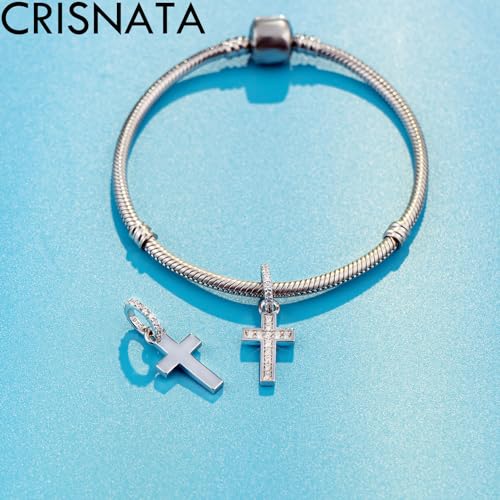 Sparkling Latin Cross Pendant Charms fits European Necklace Bracelet, 925 Sterling Silver Christian/Religious Beads, Gifts for Christmas/Easter/Mothers Day/Grandma2