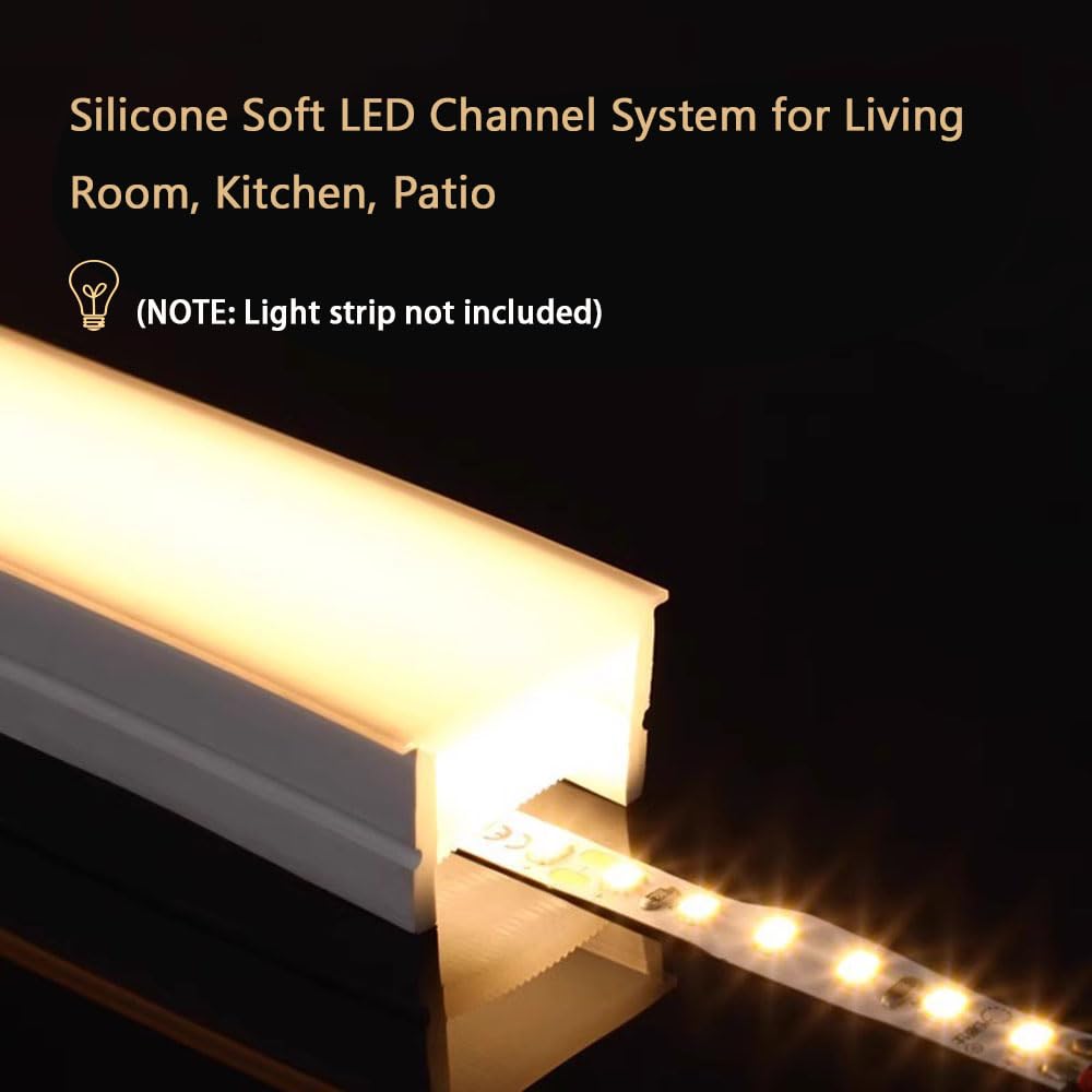 DGLILUAN 16.4ft Silicone Soft LED Channel System – Flexible U-Shape Tube Cover For COB LED Strips, Indoor/Outdoor Ambient Decor (Light Strip Not Included, 15x10mm)