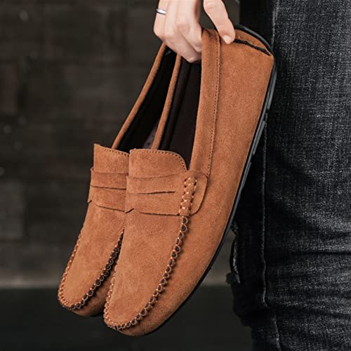 Men's Loafers Shoes Genuine Leather Round Toe Suede Vamp Penny Loafer Anti-Slip Flexible Slip Resistant Casual Slip-on2
