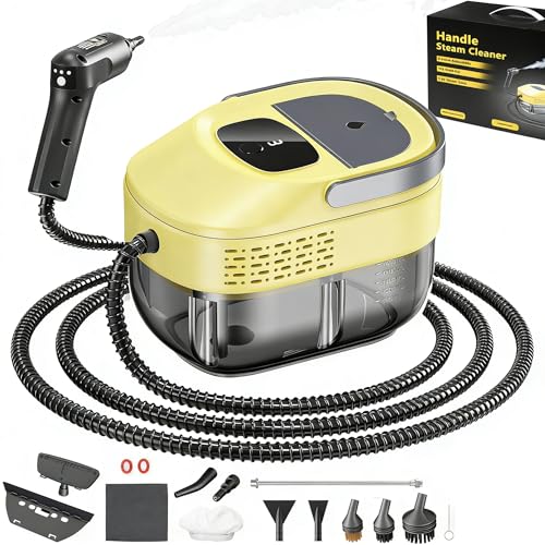 Nettoyeur vapeur portatif à 3 niveaux réglables pour la maison, 10 secondes de chauffage à la main, nettoyeur vapeur portable pour voiture, joint, carrelage, canapé, sol (Orange)