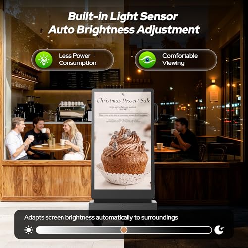 Image of 43 Inch Outdoor Double Sided Digital Signage Display, Battery Powered Waterproof Advertising Screen with 2000 Nits Brightness, Android 13, WiFi, Cloud CMS for Retail, Events & Commercial Use