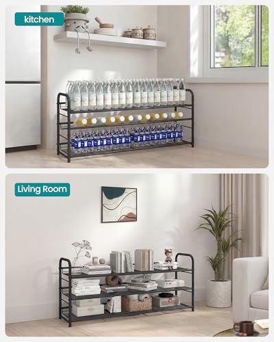 Image of SONGMICS Stackable Shoe Rack, 3 Tier Metal Shoes Rack Storage Shelf, Holds up to 15 Pairs, Adjustable Slanted Shelves Tower Organizer for Closet Entryway Small Spaces, Black ULMR106BD01