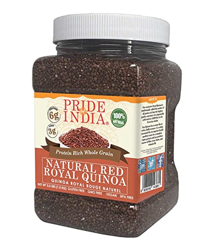 Pride Of India - Natural Royal Red Bolivian Quinoa - Protein Rich Whole Grain Jar, 3.3 Pound (1.5 Kilo) Jar (2.2 Pound + 50% Extra Free = 3.3 Pounds Total) #TOP1