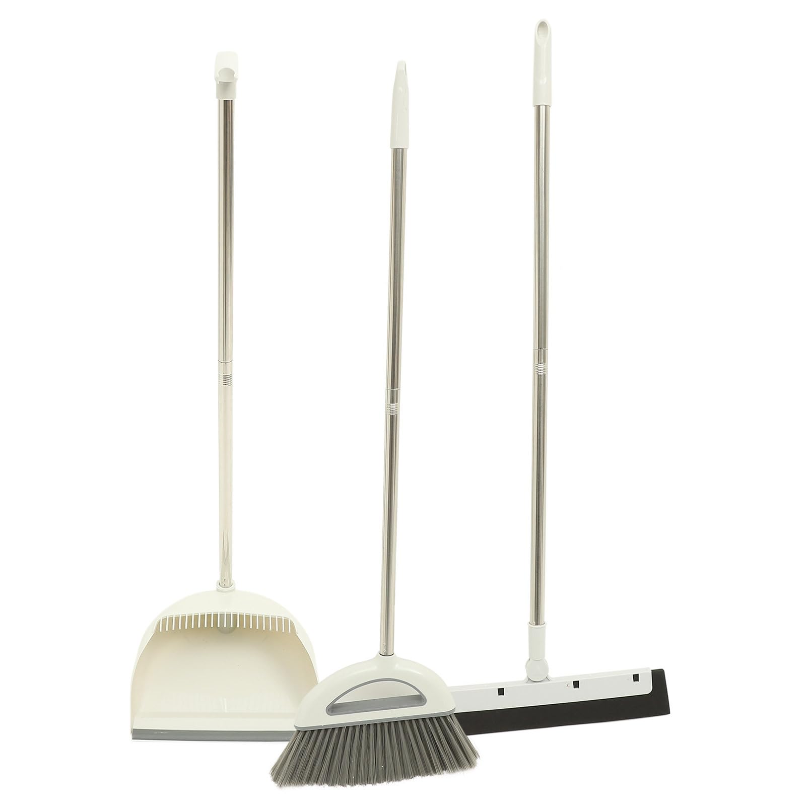 Juego de Recogedor y Escoba Doméstica Gris de 3 Piezas Mango Ergonómico Escoba Antipelusa para Limpieza de Suelos y Recogedor para Hogar Herramienta Práctica para