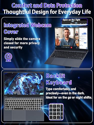 Image of 17.3 Inch Laptop Computer for Home Office & Students, FHD IPS Display, N150 Quad-Core up to 3.6GHz, 16GB RAM 1TB SSD, 6000mAh Battery,Backlit Keyboard & USB-C Charging,Win 11 Pro