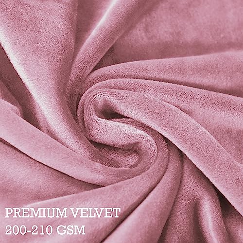 Image of HOKIPO 210 GSM Premium Velvet Stretchable Wingback Chair Cover, Pink (AR-4761-PNK)