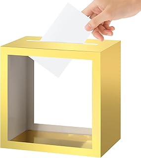 Abilat Gold Card Box with Clear Window Thickened Gift Money Card Holder for Wedding Bridal Shower Birthday Graduation Baby Shower Anniversary Retirement Party Reception Decorations (9x9x5.1Inches)