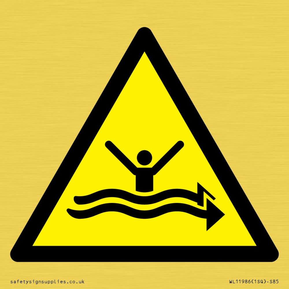 W057 Warning: Strong currents Sign - 85x85mm - S85