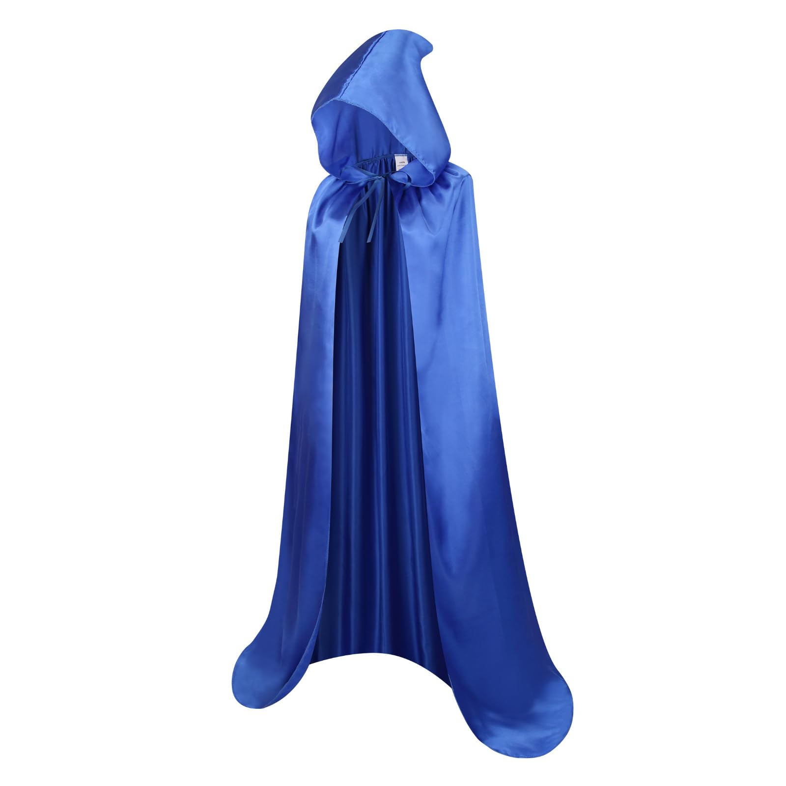 RRCBMD Adult Satin Hooded Cloak Unisex Long Blue Cape with hood Ponchos Women Men Halloween Cosplay Cloak Costume 43.3Inch - Image 4