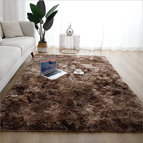 Alfombra Salon Pelo Largo 180x200 cm Marrón, Alfombras de Habitacion Mullida Antideslizante Lavable Plegable para Infantil...