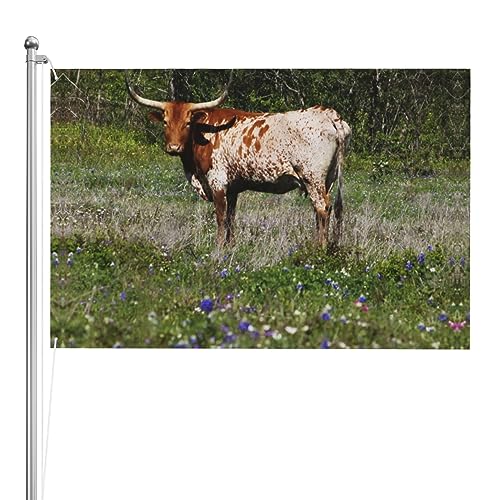 Drapeau Bluebonnets avec Longhorn 1,2x1,8m pour décoration de jardin