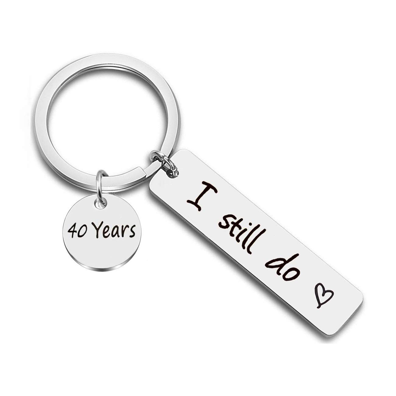 JJTZX I Still Do Keychain 10th 20th 30th 40th 50th Wife Husband Keyring Couples Keychains Wedding Gift(40 Years)