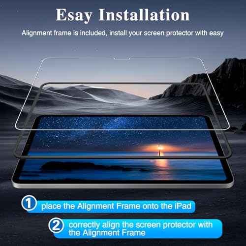 LKOOZO ipad pro 11 M2 2022 インチ フィルム/ipad air 第5世代/第4世代 ガラスフィルム, 用 強化 ガラス 保護 フイルム ガイド枠付き, 【2枚セット】