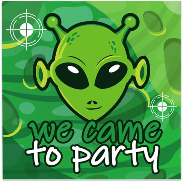 Miniatura 3 de CC HOME Servilletas de papel de cumpleaños de alienígena, juego de vajilla desechable para baby shower, suministros de fiesta de pañuelos, juegos de