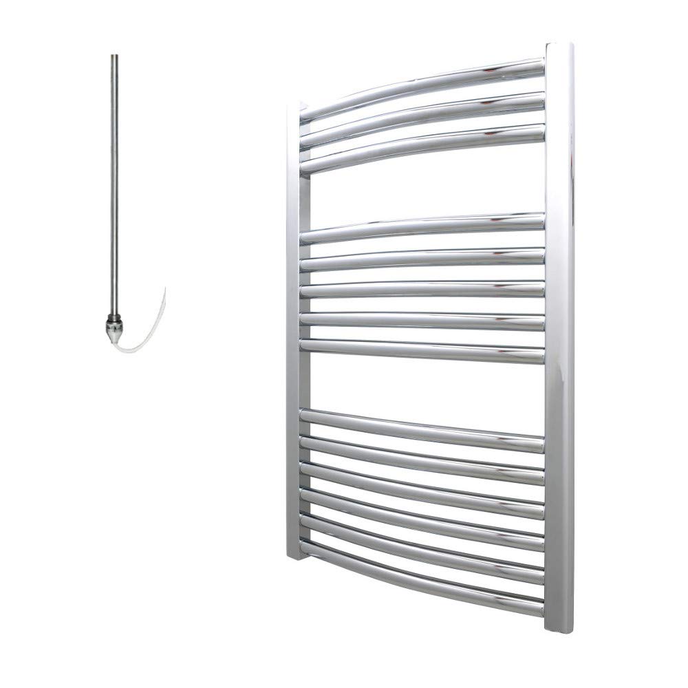 Sol*Aire Heating ProductsStandard Curved 200W Electric Heated Towel Rail - The Bray, Chrome, 800 x 500