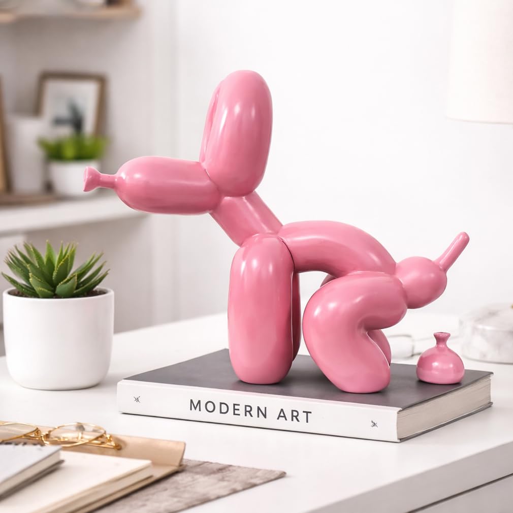 Estatua de Perro con Globo, Escultura de Perro con Globo de Resina, Escultura artística de Graffiti, artesanía de Resina, Adorno, decoración de Escritorio, Oficina y hogar,A6