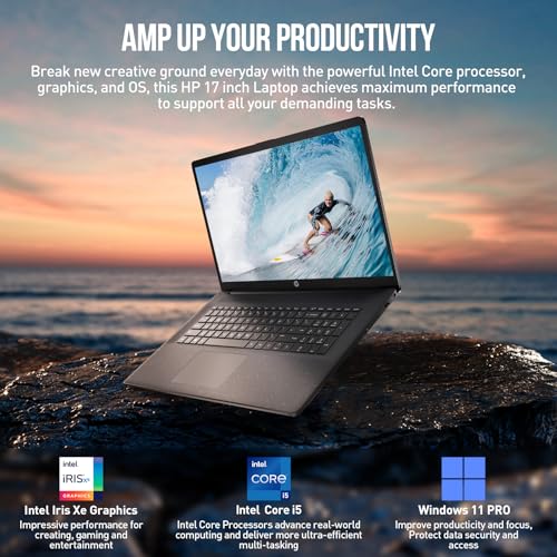 Image of HP 17 Inch Laptop Computer, 17.3 inch FHD IPS Large Screen Business Laptop, Windows 11 Pro, Intel Core i5 (10-Cores) |10-Key Number Pad | Wi-Fi 6 | 32GB RAM, 2TB SSD | Black