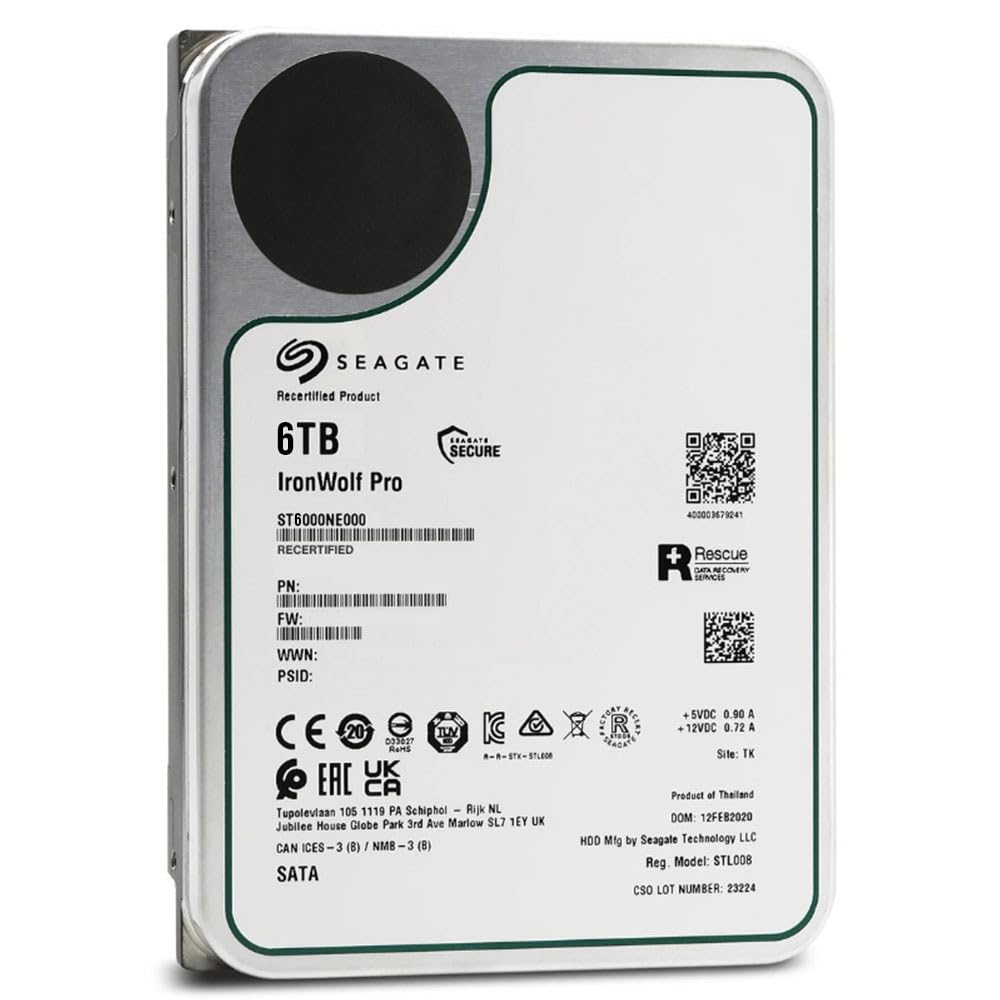 Seagate IronWolf Pro 6 TB Hard Drive - 3 5 Internal - SATA SATA 600 256MB 7200rpm ST6000NE000