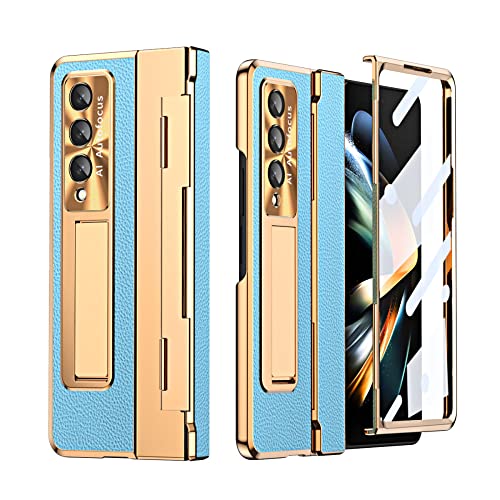Étui rigide Galaxy Fold 4 bleu ciel avec verre d'écran pour un usage quotidien