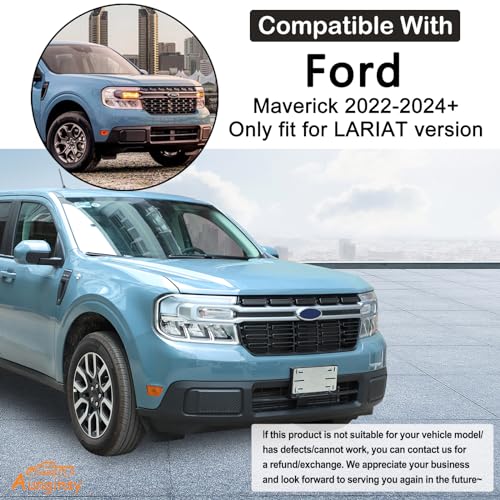 Image of Car Front Bumper Grille Covers Compatible with Ford Maverick 2022 Car Front Grille Mesh Inserts Trim Cover Front Grill Mesh Inserts Clip-in Grille Guard Car Air Inlet Vent Grille Cover ABS Accessories