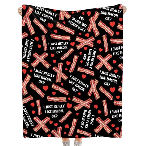 Shishiimo I Just Really Like Bacon Blanket-Bacon Gift for Kids Men Women-Soft Flannel Lightweight Blanket for Sofa Bed Birthday Festival Camping Outdoors 40"x50" for Kids Children