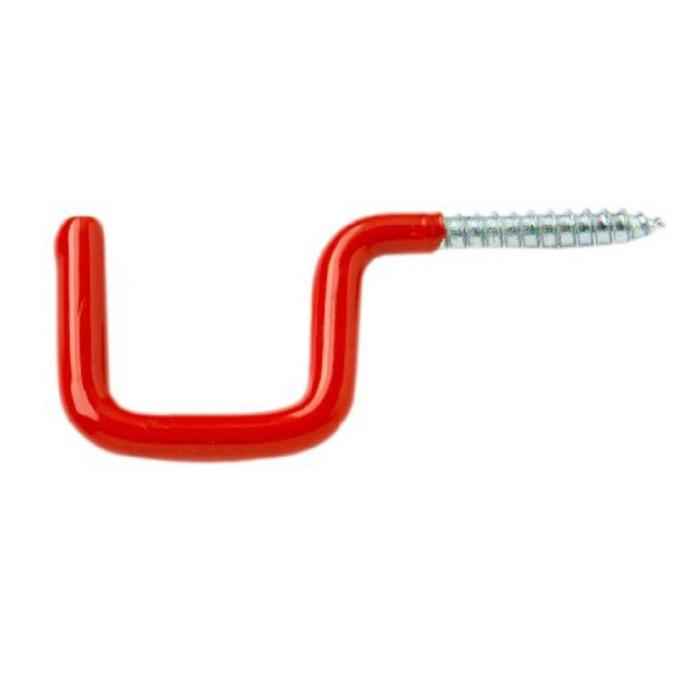 Merriway® BH00901 Small Square Storage Shed Garage Hook Plastic Coated - Red, Pack of 6