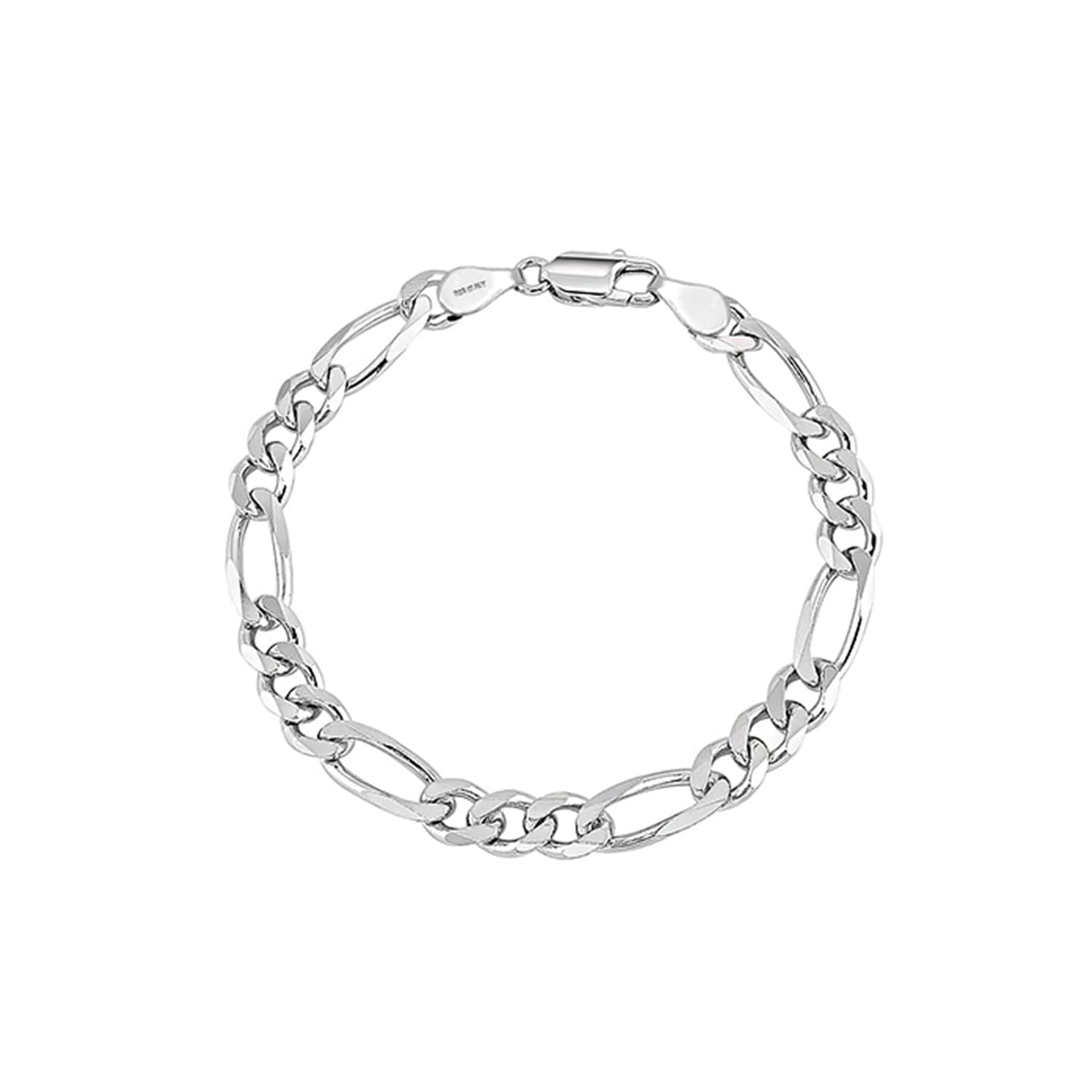 925 Sterling Silver BIS Hallmarked Italian 5MM Figaro Chain Bracelet for Men and Boys (7, 7.5, 8, 8.5, 9 Inches)