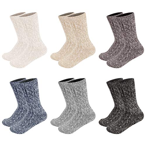 Women's 6 Pack Fashion Warm Crew Quarter Knitted Cotton Winter Socks