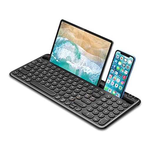 Clavier Azerty sans Fil pour Tablette/TV, Bluetooth 4.0+BT 4.0, Touche Ergonomique, Clavier pour Tablette Lenovo/Huawei/Samsung Galaxy Tab/Ipad 10.2/Ipad Pro 11/12.9, Smartphone, Noir