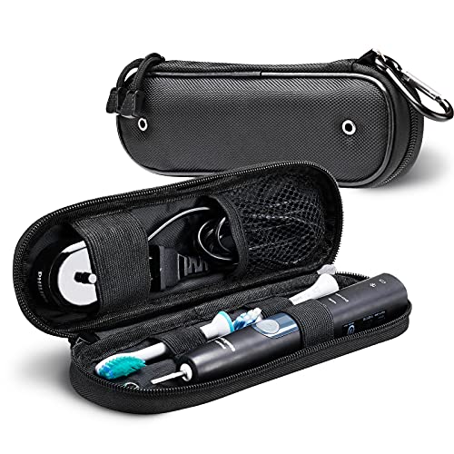 Compact Toothbrush Travel Case for Oral-B Pro 1000/1500/Oral-B Smart 1500 Electric Toothbrush, Electric Toothbrush Travel Case for Philips Sonicare ProtectiveClean 4100/5100/7500 Toothbrush Black