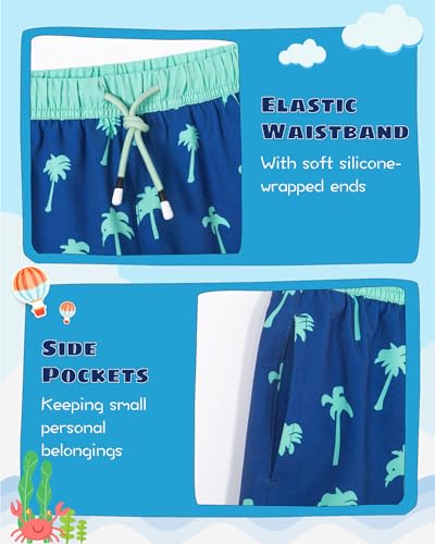 Image of SURF CUZ Boys Swim Trunks with Boxer Brief Liner Toddler Boy Stretch Swimsuit Shorts Quick Dry Swimming Trunks Bathing Suit
