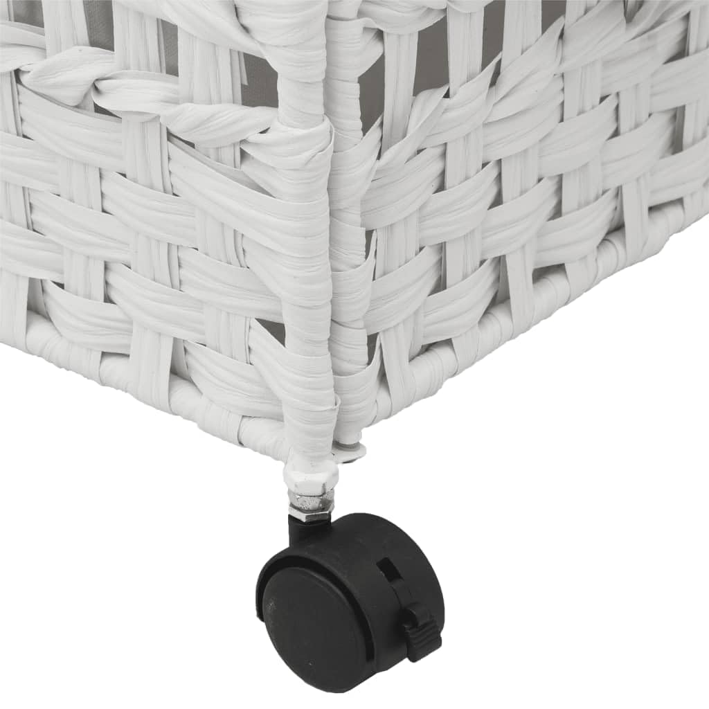 vidaXL Cesto Portabiancheria con Ruote Bianco 66x35x60 cm Rattan