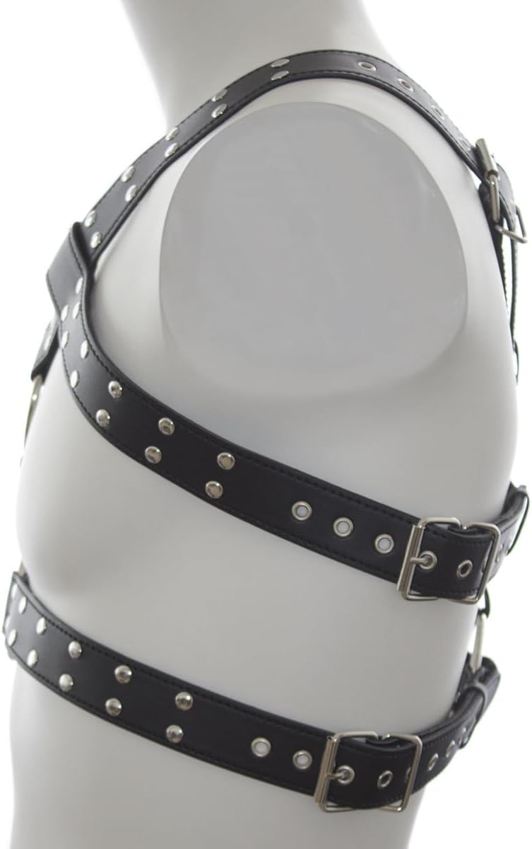 Handmade Punk Men's PU Leather Harness - Adjustable Straps with Alloy Buckles, Unique Gothic Fashion Accessory