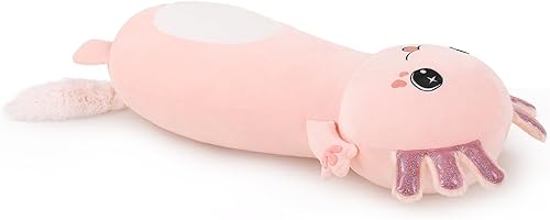 Miniatura 8 de Bonita almohada corporal de ajolote rosa, regalo para niñas, 35 pulgadas de largo, almohada de abrazo para adultos, regalo para el día de San