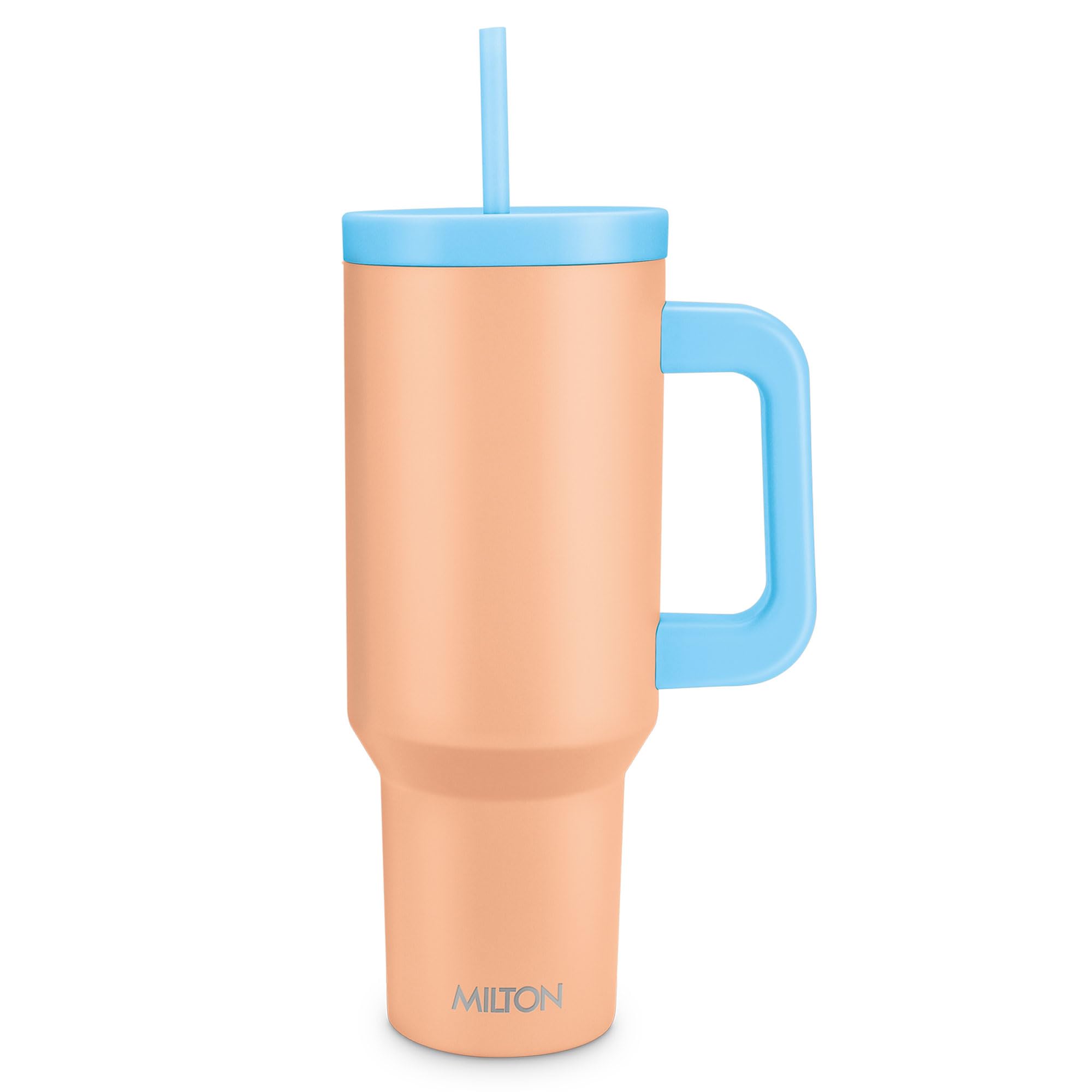 Milton Peach Fuzz 1.18L (40 Oz) Tumbler With Straw And Handle – Keeps Drinks Hot For 12 Hours, Cold For 24 Hours, Vacuum Insulated Stainless Steel Travel Mug, Thermal Cup – Dishwasher Safe, Venus,