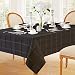 Elegance Plaid Contemporary Woven Solid Decorative Tablecloth by Newbridge, Polyester, No Iron, Soil Resistant Holiday Tablecloth, 60 X 120 Oblong, Black