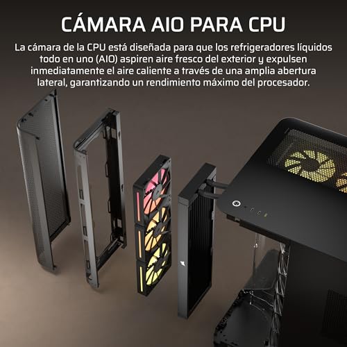Miniatura 5 de CORSAIR Air 5400 LX-R RGB iCUE Link Caja de PC de Torre Media – Negro | Diseño de Triple Cámara, Panorámica, 3 Ventiladores LX-R RGB Reverse-Rotor preinstalados