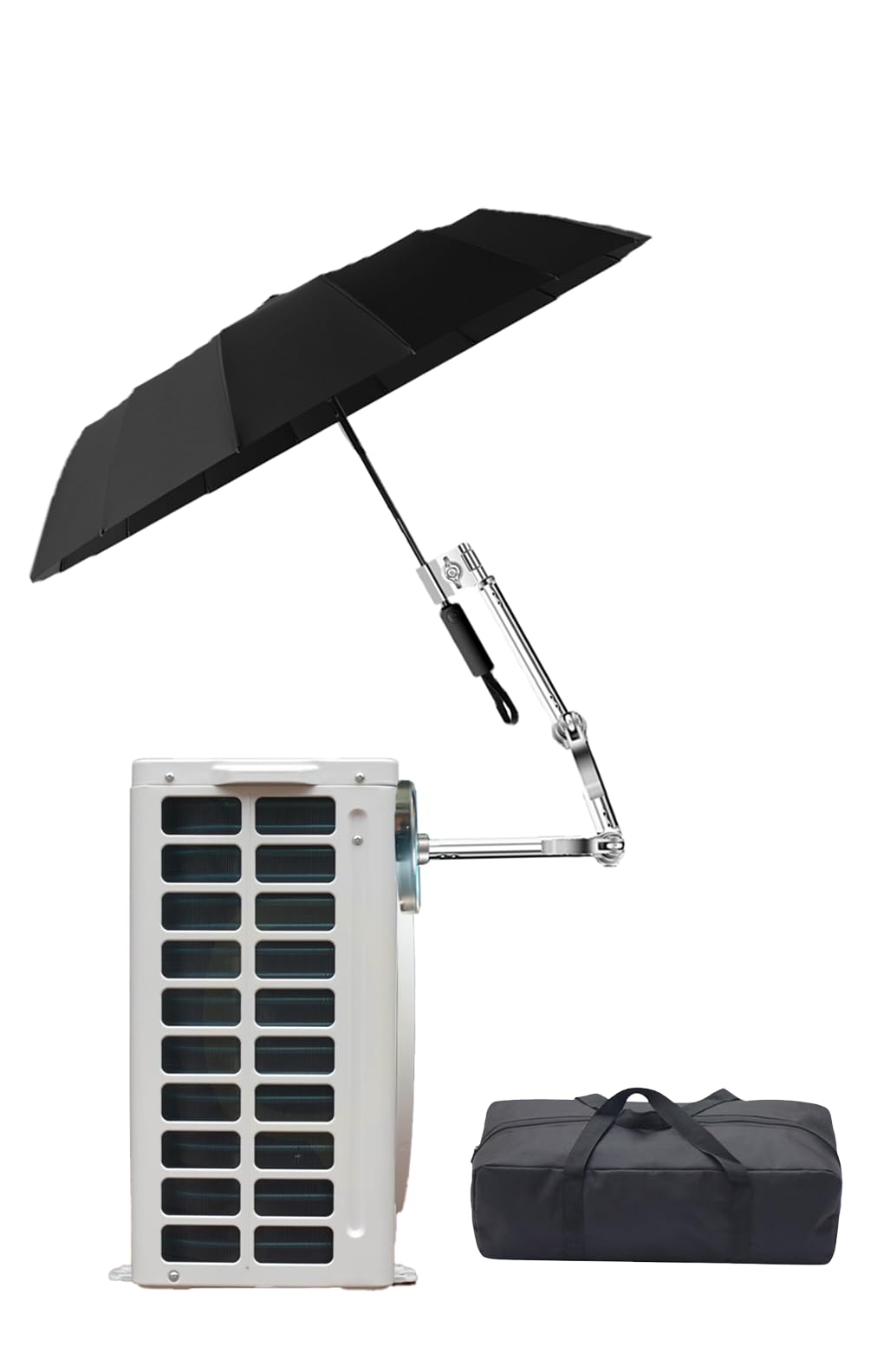 WAWO Adjustable HVAC Umbrella with Base, 12-Rib Outdoor Sun Shade for Unit Protection, Waterproof & UV Resistant Cover for Work, Keep Cool and Dry