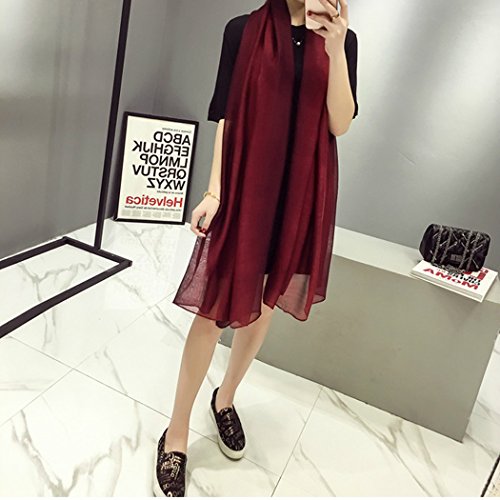 Snug Star Cotton Silk Scarf Elegant Soft Wraps Color Shade Scarves For Women (Wine Red) #TOP5