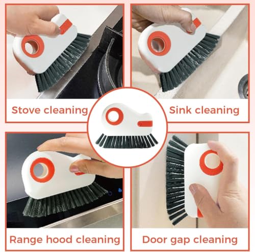 Image of Coofandy Window Track Groove Cleaning Brush 2 in 1 Crevice Cleaner with Dust Collector Scraper Sliding Door Rail Cleaner Gap Cleaning Brush Multi Purpose Household Cleaning Tool for Window Kitchen