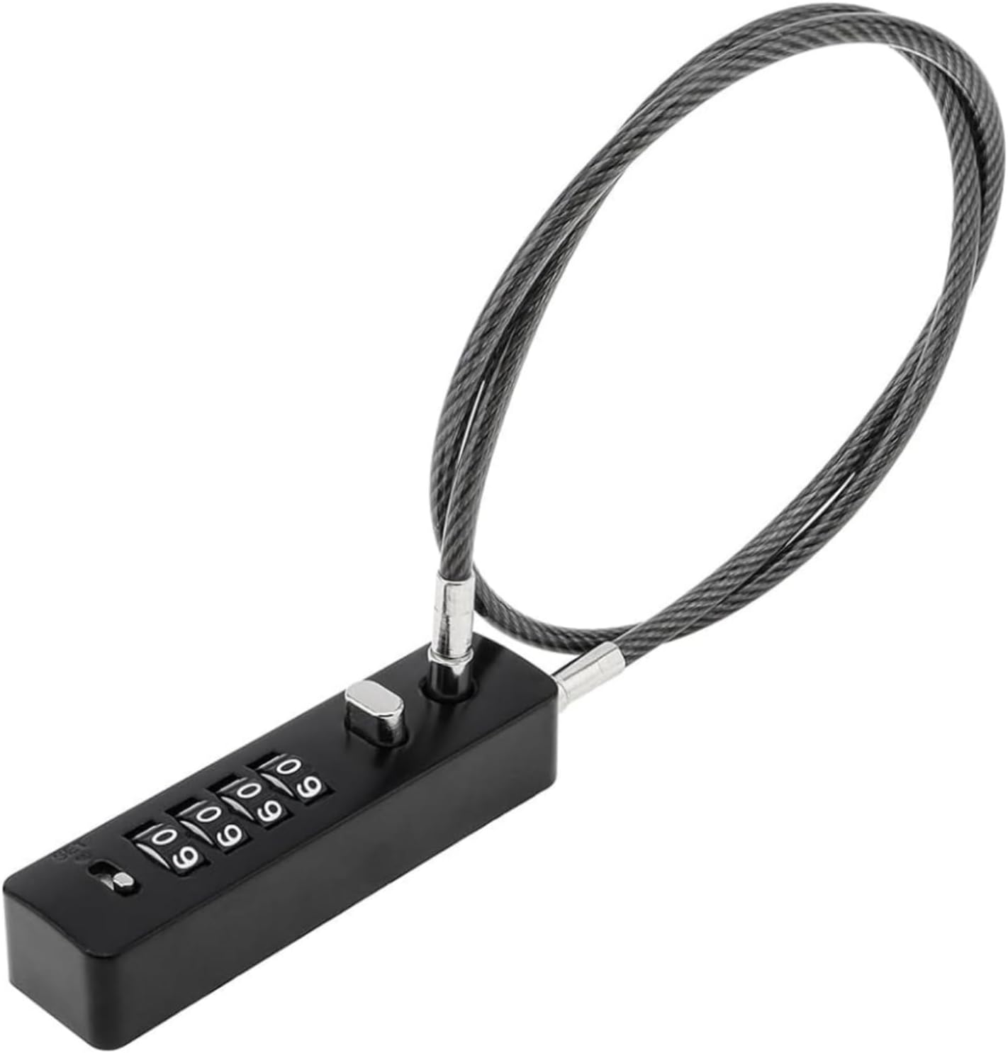 Steel Cable Rope Locks with Combination High Security 4-Digit Combination Lock Cable Rope Padlock Resettable Code with 60cm/23.6in Steel Cable for Cabinet, Lockers, Gyms, Bikes, Luggages (Black)