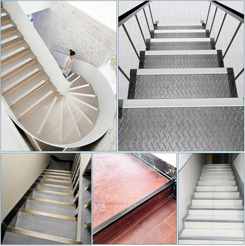 Protector de escalera de aluminio de 10 cm impermeable para peldaños de madera 6