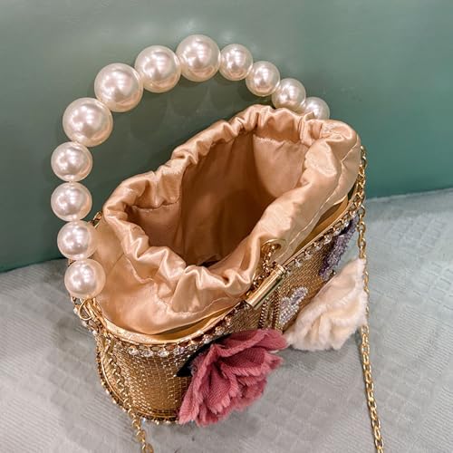 Pochette de soirée avec strass luxueux et perles de prestige - 4