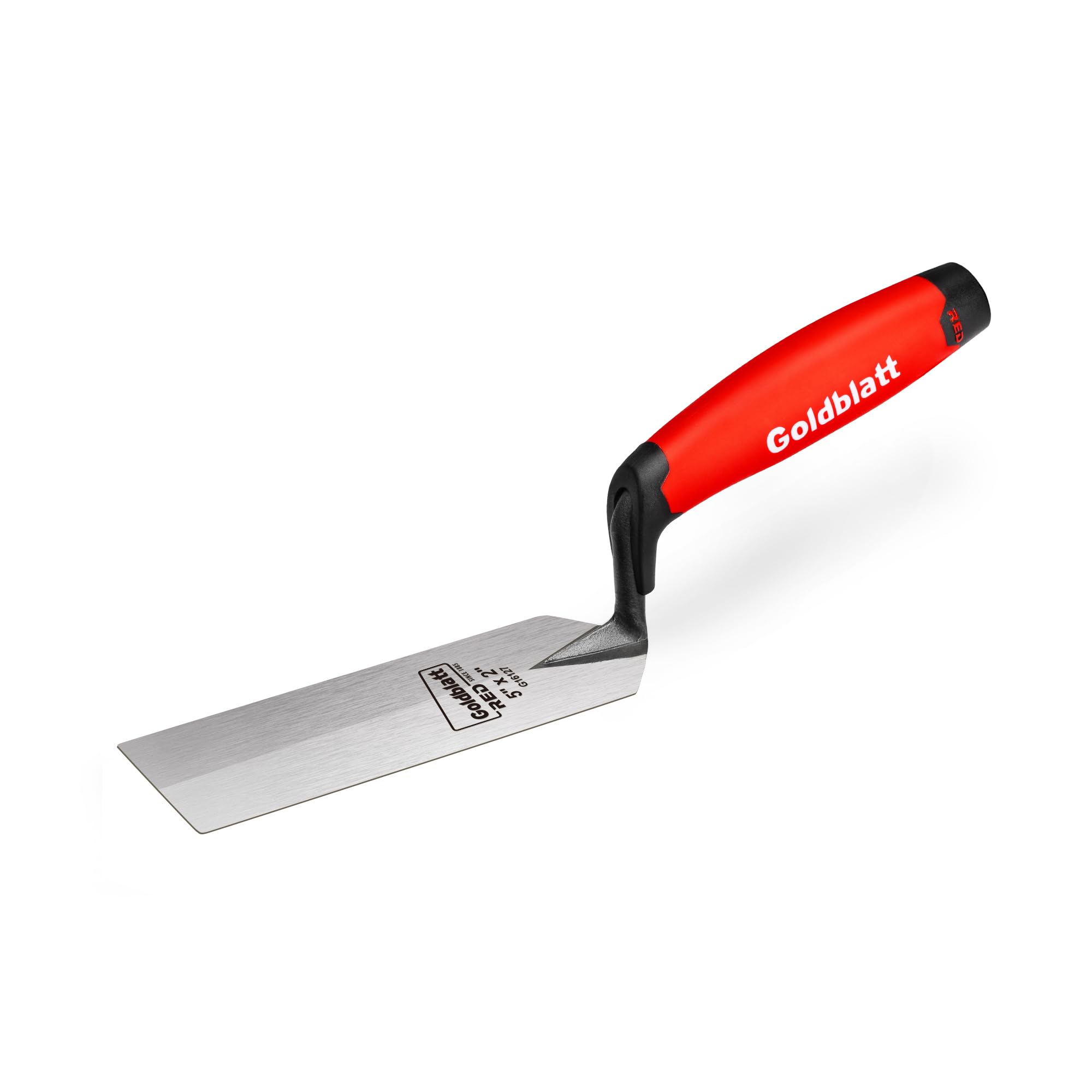Goldblatt RED Margin Trowel, 5" x 2" Upgraded Ground Blade, Professional Masonry Tools, Heavy Duty One-Piece Forging, Durable High Carbon Steel, Soft