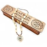 IA Handicraft - Collar vikingo para hombres y mujeres, piedra verde de ónix puro, colgante vikingo, joyería vikinga, regalos para él y ella, brújula vikinga, caja de madera incluida
