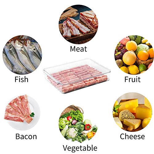 Vacane 2 Pack Refrigerator Organizer Bins,Food Storage Container With Lids For Fruit, Vegetables, Bacon Meat Cheese Keeper Marinade Tray, Stackable Freezer Storage Containers #TOP1