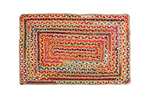 Cotton Multi Chindi Hand Woven Rugs 24X36 Inch Multi Color,Cotton Area Rugs,Indoor Out Door Rugs 2'X3',Rugs For Living Room, Machine Washable Rugs,Hand Woven & Kitchen Entryway Rug #TOP5
