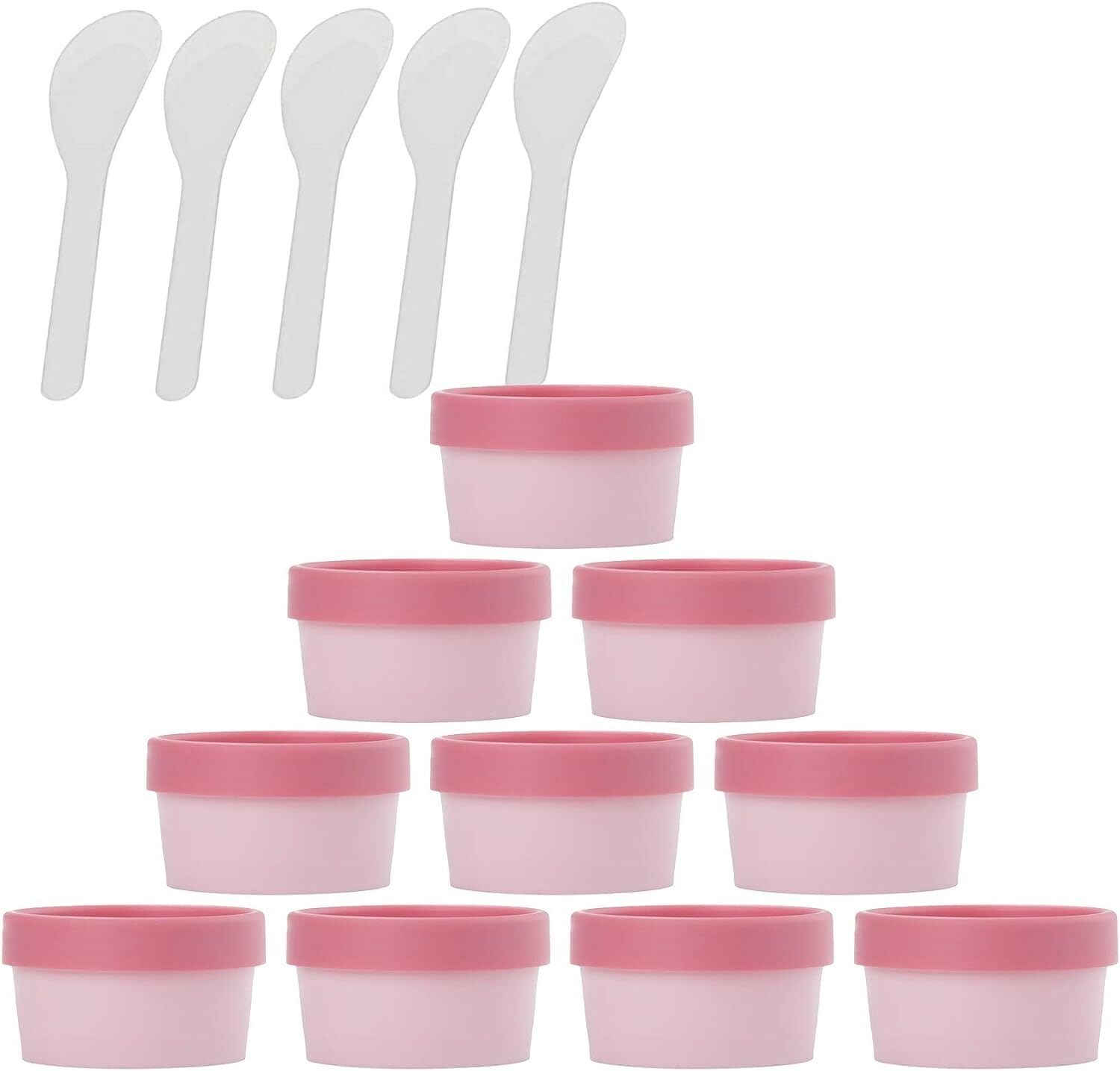 FLYIODFCXV cosmetic jar, 12 PC Empty Leakproof Cosmetic Pot Container with Lids with 6 Spatula(Pink,50ml)