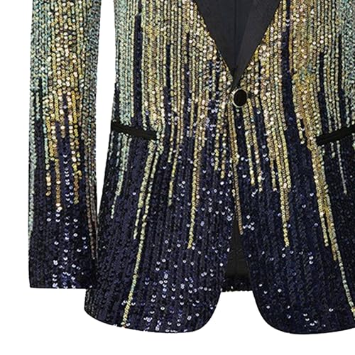 Men Slim Fit Shiny Blazers Gradient Sequin Classic Suit Jacket Wedding Performance Party Sport Coat Event3